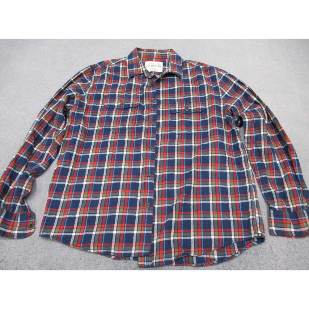 Aéropostale Men's L/G Plaid Flannel Long Sleeve Button-Up Shirt 100% Cotton